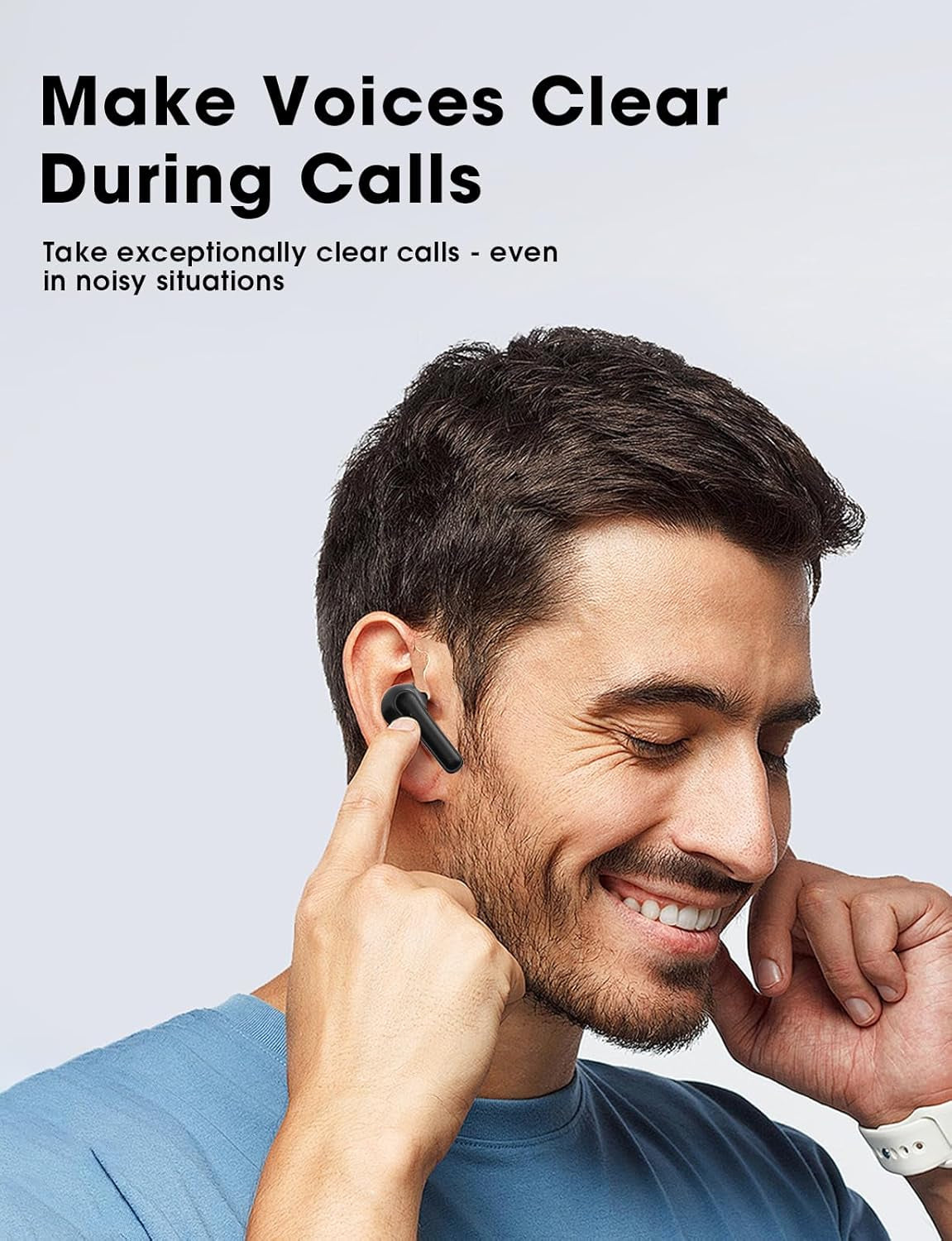 Wireless Earbuds, Bluetooth Ear Buds with Big Bass Stereo Sound, 48 Hours Playtime, Lightweight In-Ear Fit Earphones, IPX7, Hands-Free Calls with AI for Iphone, Android, Pad, Sports, Workout