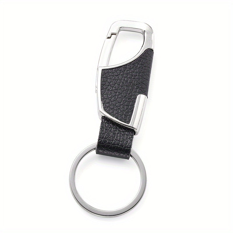 Men'S Car Keychain Creative Simple And Fashionable Door Lock Keyring Waist Hanging Metal Keychain Faux Leather Keychain Car Key Gift