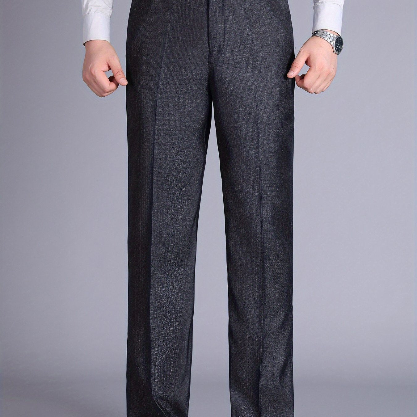 Men'S Casual Spring/Fall Polyester Solid Color Regular Fit Pants with Pocket