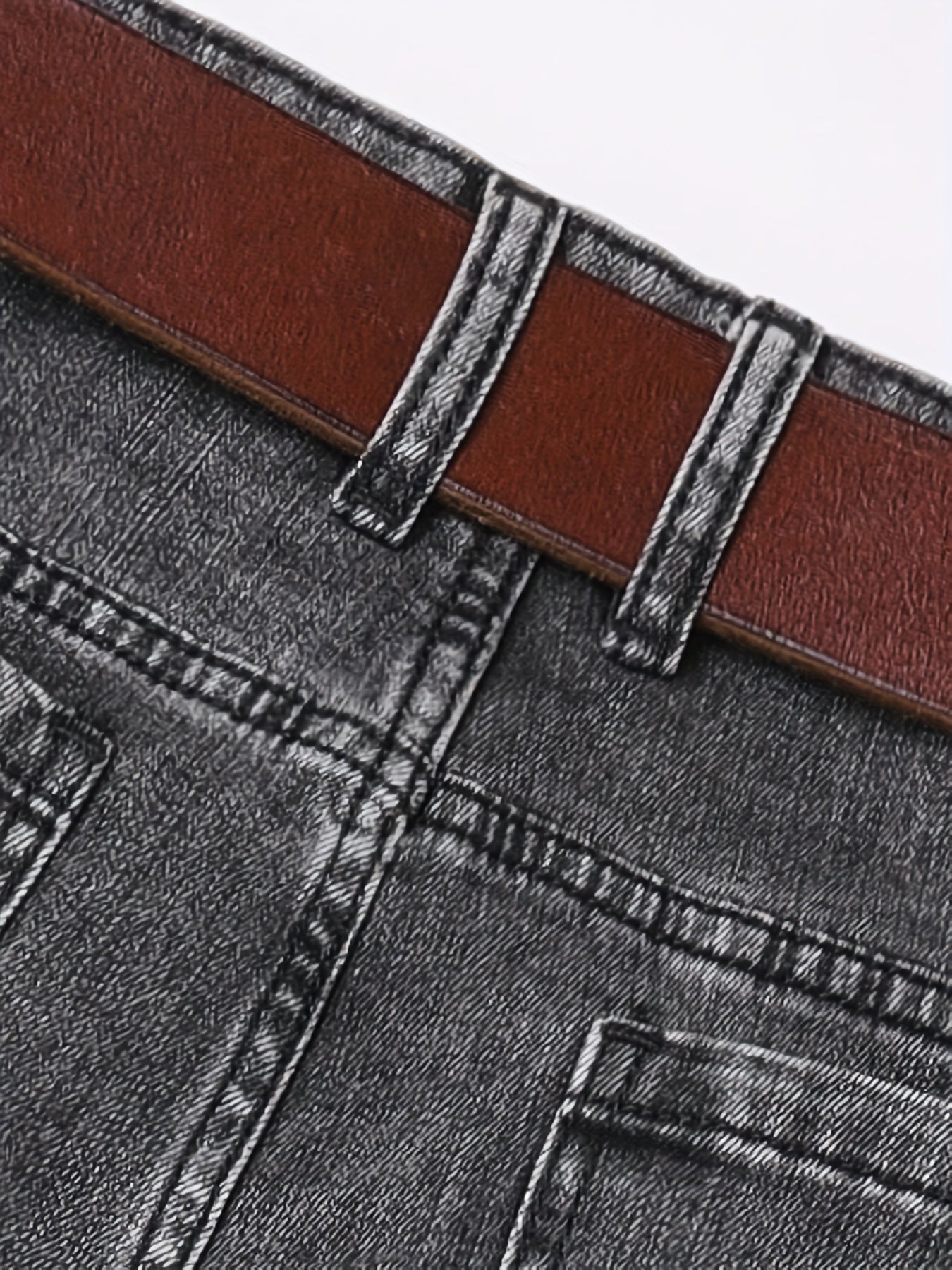 Men's Slim Fit Grey Jeans - Cotton Blend, Machine Washable, All-Season Denim Pants for Teens