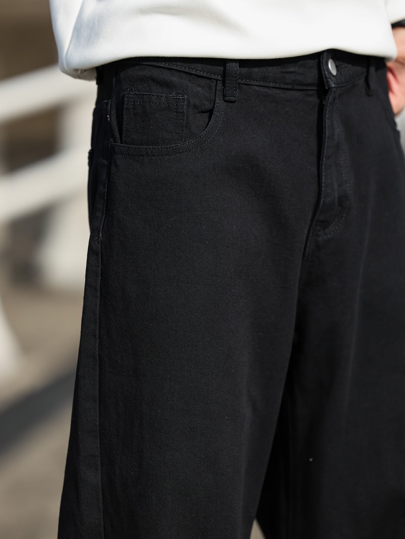 Vintage-Inspired Loose Straight-Leg Jeans for Men, Washed Denim, Non-Stretch Fabric, Casual Style - Machine Washable