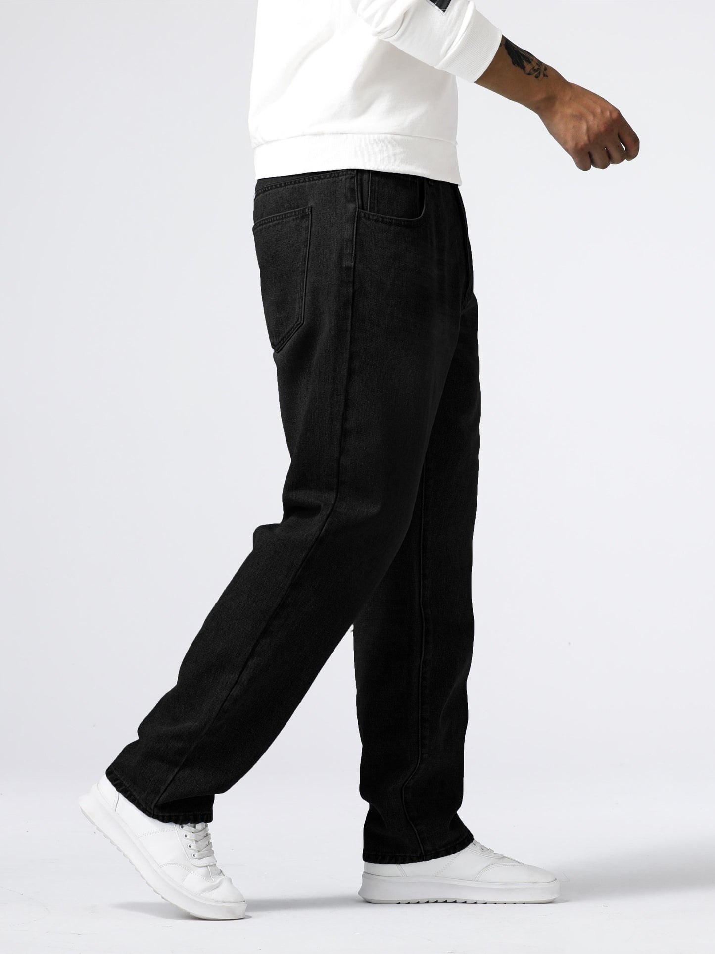 Loose Fit Straight Leg Jeans, Men's Casual Street Style Distressed Denim Pants For All Seasons