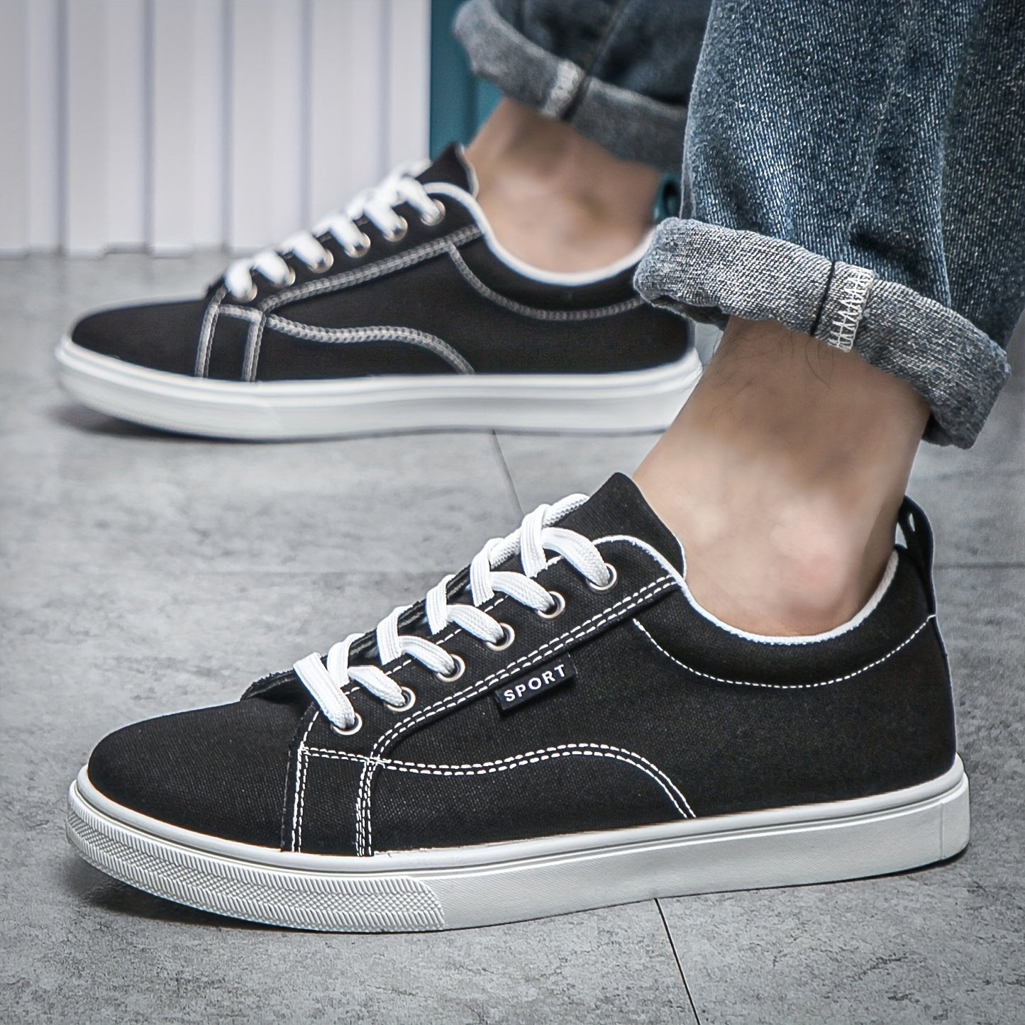 Trendy Low Top Canvas Shoes, Low Top Lace Up Casual Shoes For Outdoor Walking Jogging | All Seasons