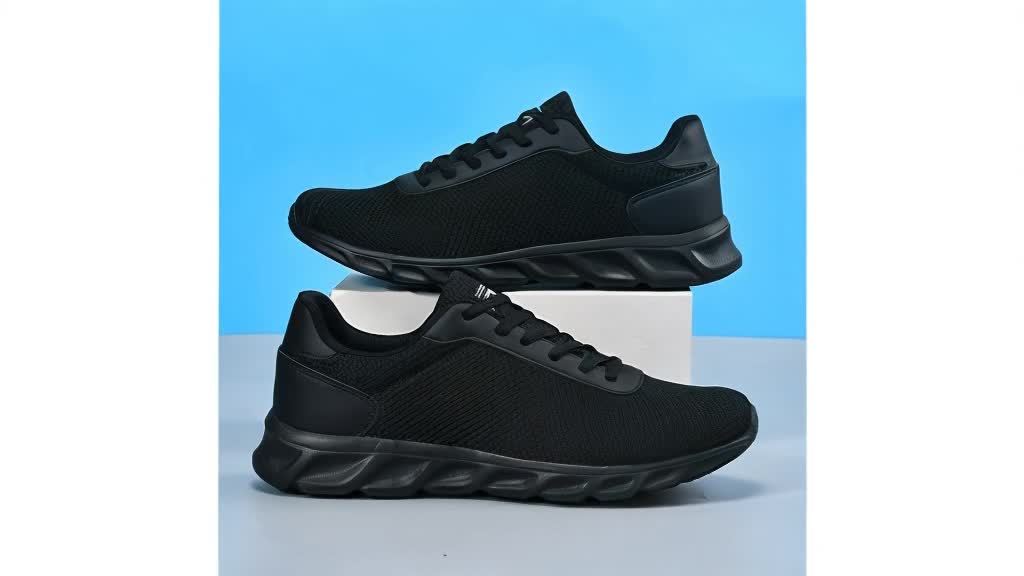Breathable Mesh Sneakers in Navy Blue with Orange Accents, Comfortable Sole Running Shoes for Spring/Summer
