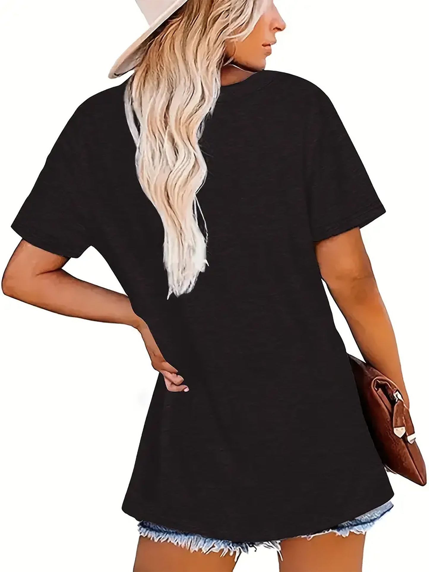 Women'S Y2K V-Neck Short Sleeve T-Shirt - Casual & Comfortable Geometric Pattern, Regular Fit All-Season Top for Casual Attire, Everyday Tshirt | Y2K Fashion | Comfortable Fit