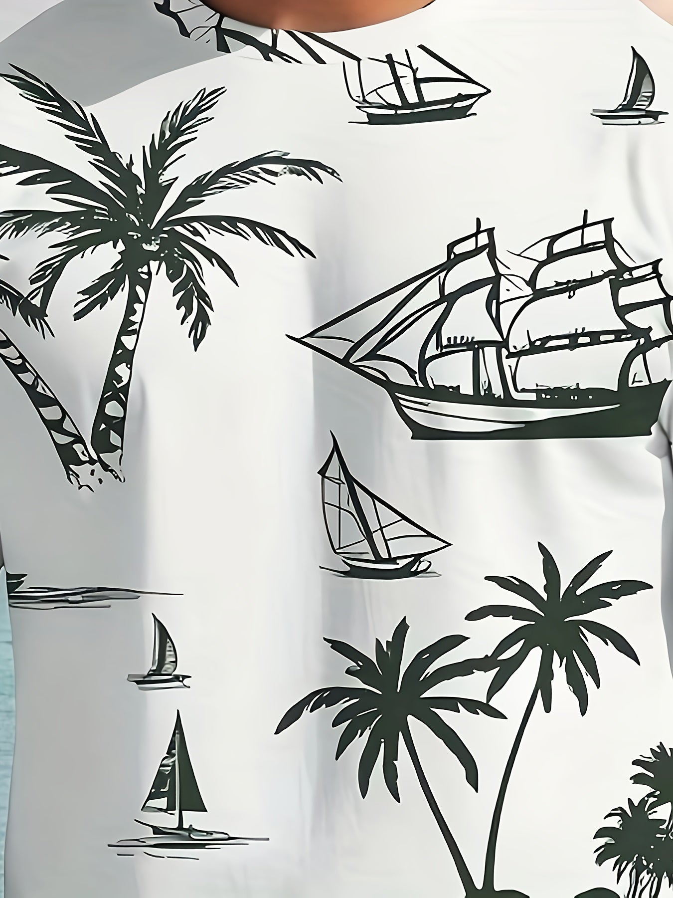 2pcs Summer Casual Everyday Men'S Short Sleeve Shorts Set Hawaiian Print Men'S T-shirt Outdoor Sports Men'S Beach Shorts