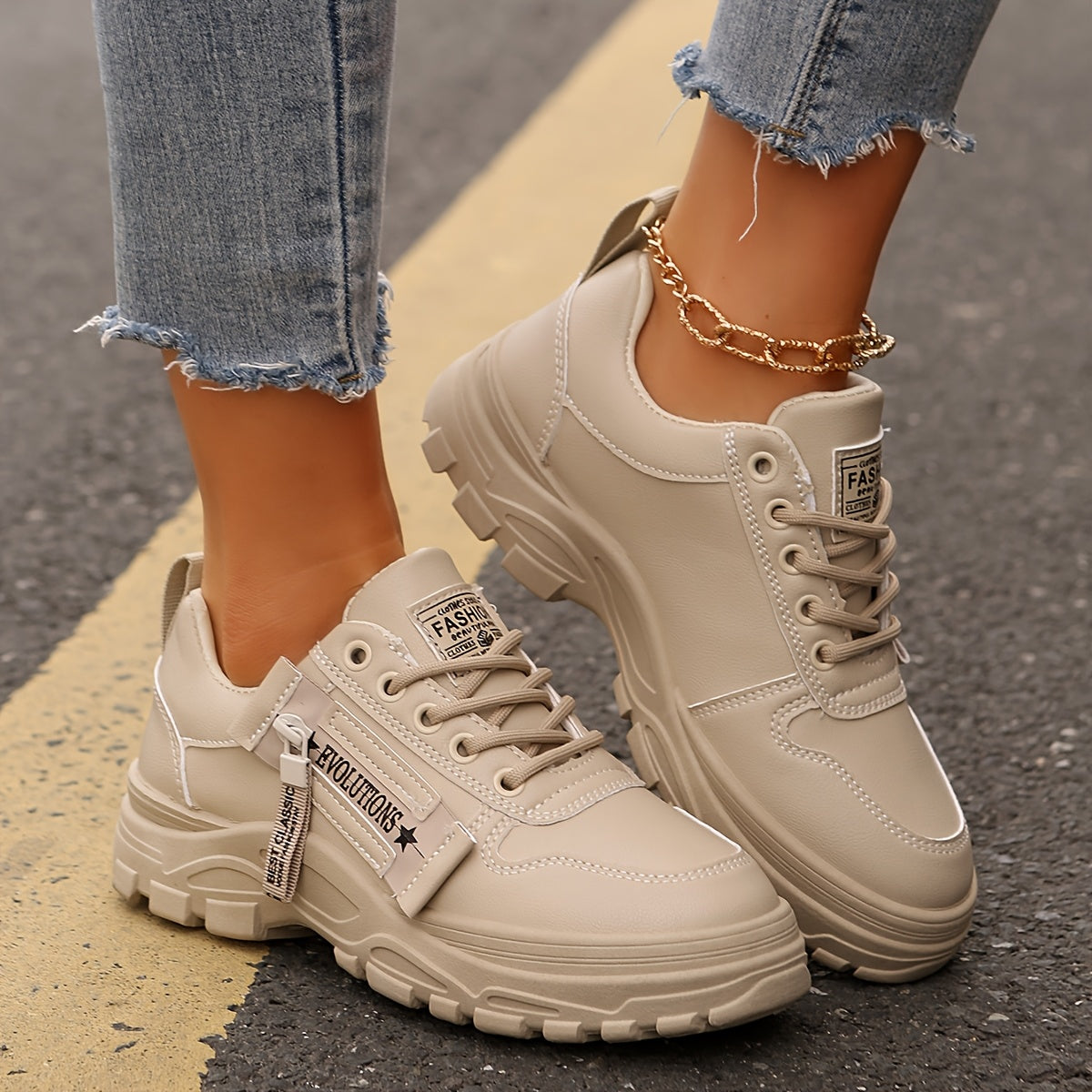Women'S Breathable Knit Sneakers - Lightweight Thick Sole Casual Walking Shoes in White Black, Synthetic Cover Upper with Rubber Outsole, Lace-Up Low-Top Design for Indoor/Outdoor, Travel, Beach Shopping - Cute Gift for M