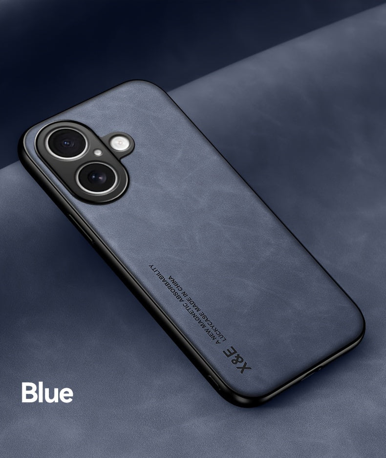 Premium Faux Leather Phone Case - with Built-in Magnetic Iron Sheet, Vehicle magnet, Sheepskin Texture, Ultra-Thin Design for iPhone 16, for iPhone 16 Plus, for iPhone 16 Pro, for iPhone 16 Pro Max