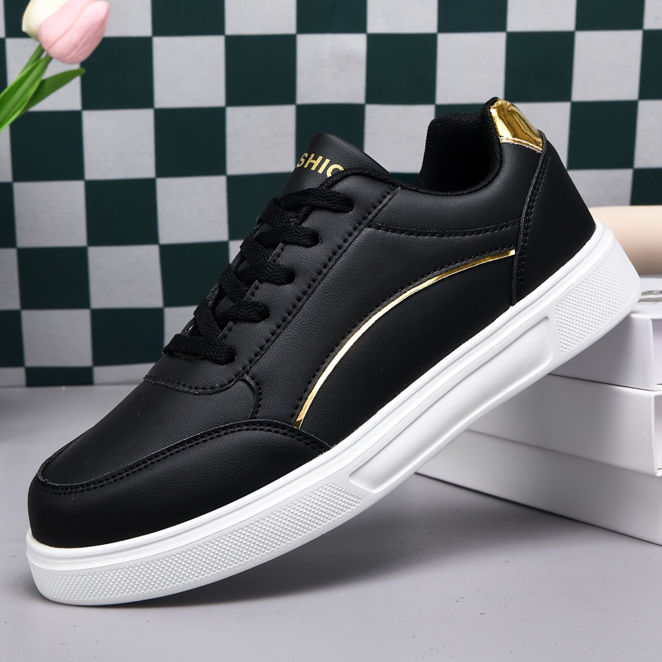Men'S Fashion Sneakers, Casual Low-Top Retro Thick Sole, EVA Sole, Faux, Fabric Lining, Lace-Up Closure, Versatile Athletic Outdoor Shoes, Skateboarding Shoes
