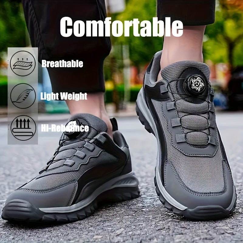 Men'S Lightweight Breathable Outdoor Walking Shoes - Low-Top Comfortable Sneakers with EVA Cushioning, Fabric Upper Sole for Hiking, Jogging, Casual Wear - Black/White Striped Design, Hiking Shoes, Jogging Footwear, Stylish