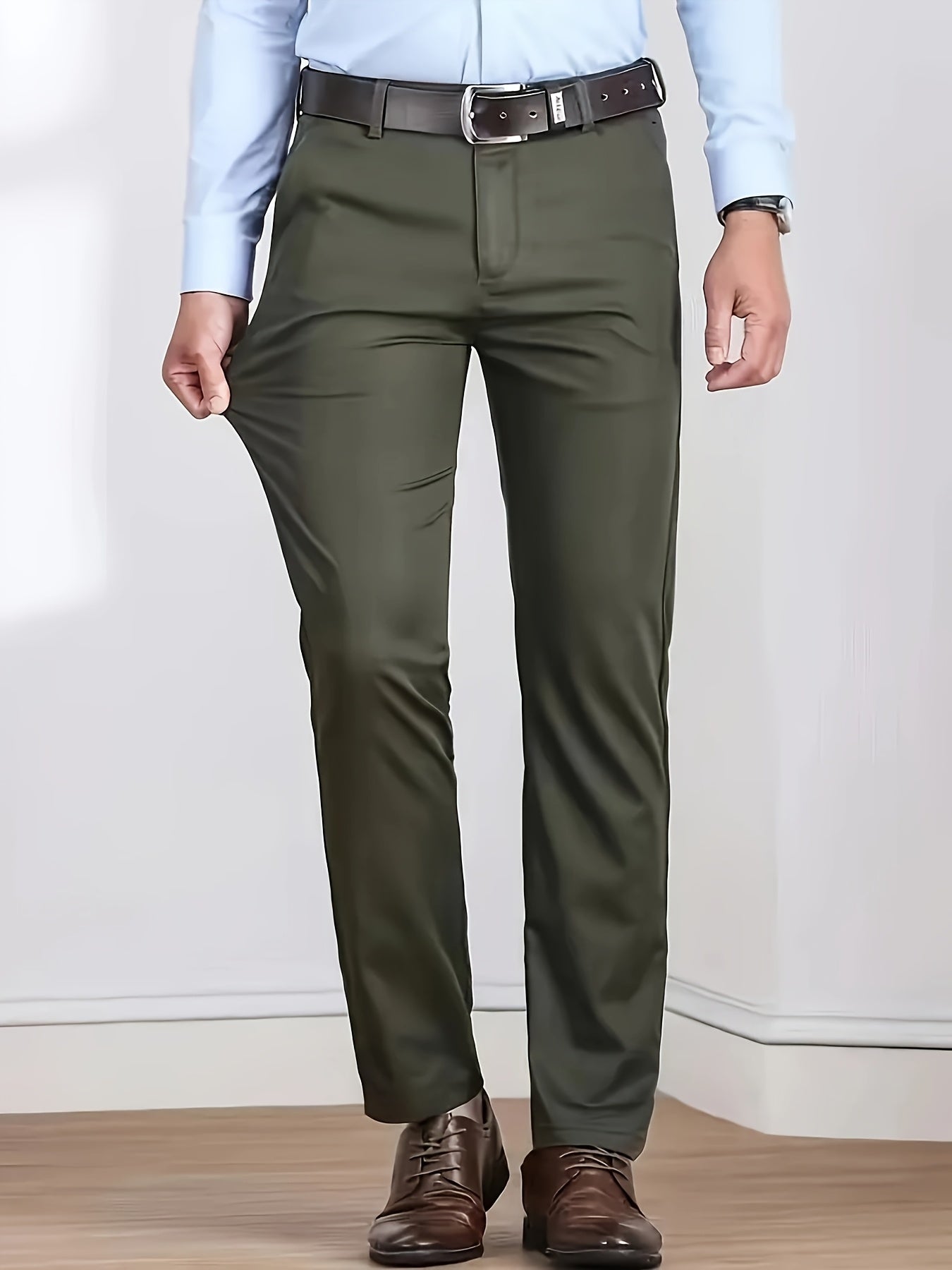 New Casual Formal Pants for Men in Four Seasons, Featuring a Business Style with Trendy Long Trousers. Fashionable And Versatile Men'S Elastic Dress Pants with a Comfortable Classic Design for Casual Wear.