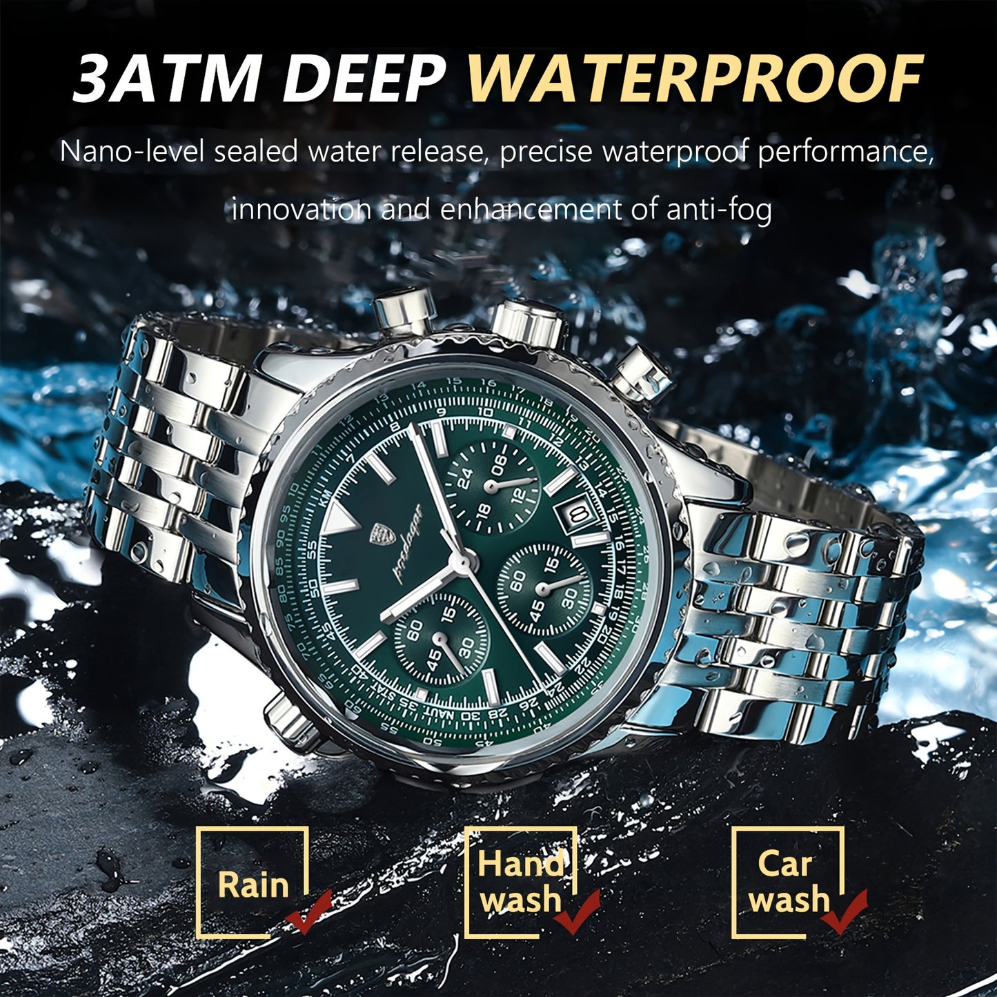 The New 2024 Waterproof Luminous Calendar Stainless Steel Chronograph Quartz Watch from Baida Is a High-End, Powerful, And Trendy Quartz Wristwatch for Men.