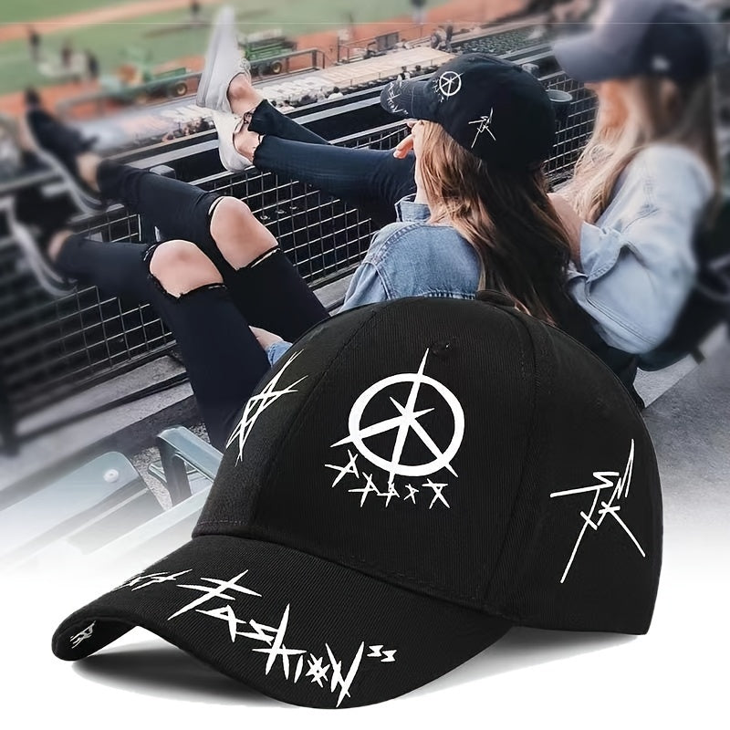 1pc Unisex Sunshade Breathable Adjustable Baseball Cap With Trendy Pattern For Outdoor Sport