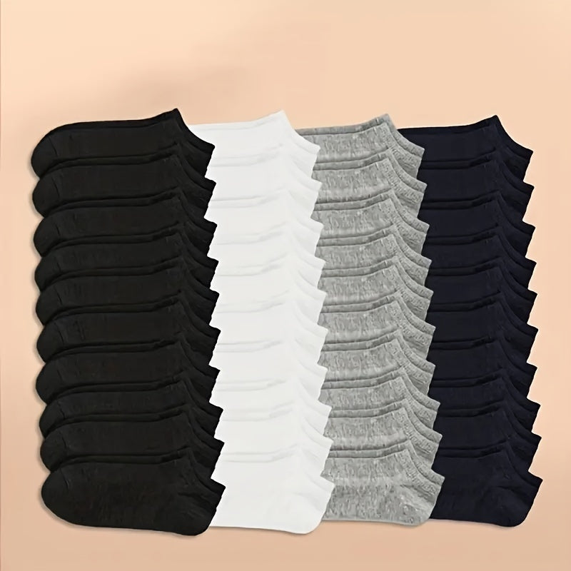 10/20/40 Pairs Of Men's Simple Solid Liner Anklets Socks, Comfy Breathable Soft Sweat Absorbent Socks For Men's Outdoor Wearing
