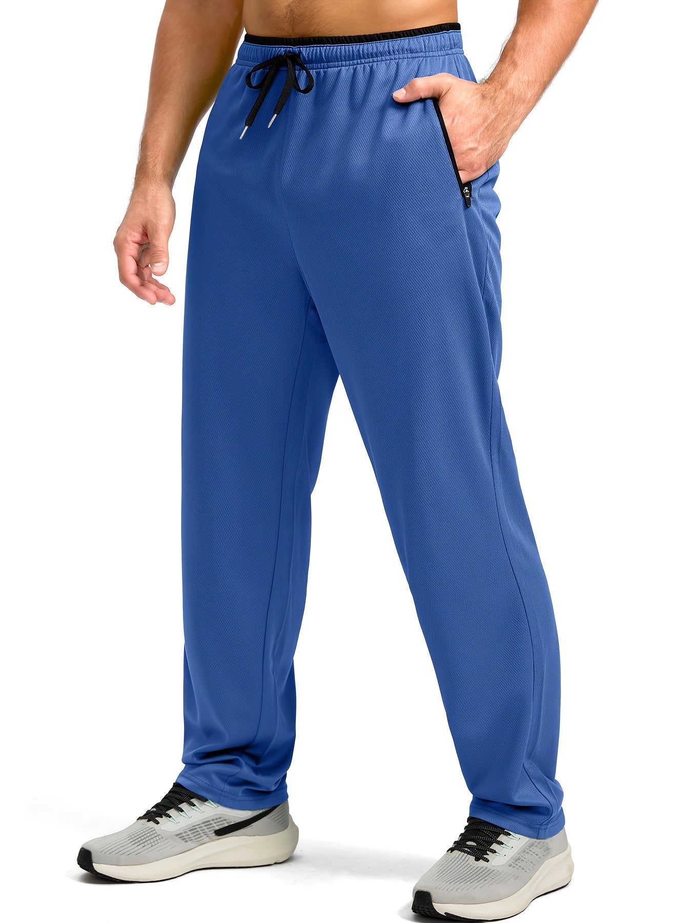 Men's Sports Pants With Drawstring And Zippered Pockets, Lightweight And Breathable Bottoms For Running/Casual Wear