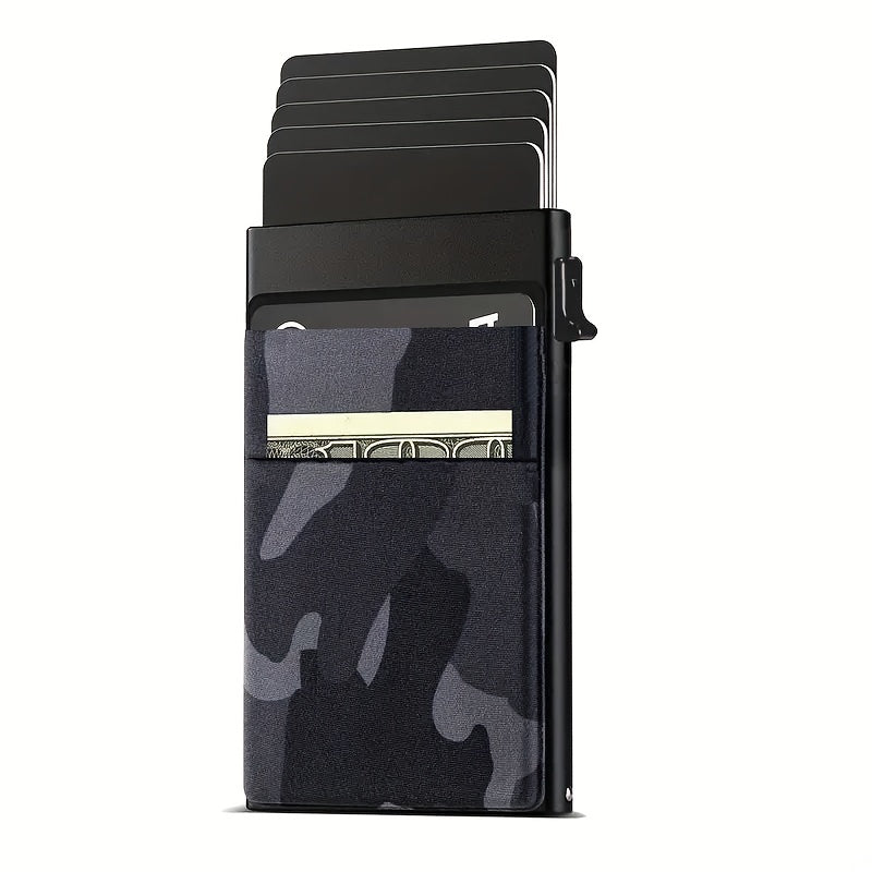 Simple RFID Blocking Aluminum Alloy Credit Card Holder with Money Bag for Men