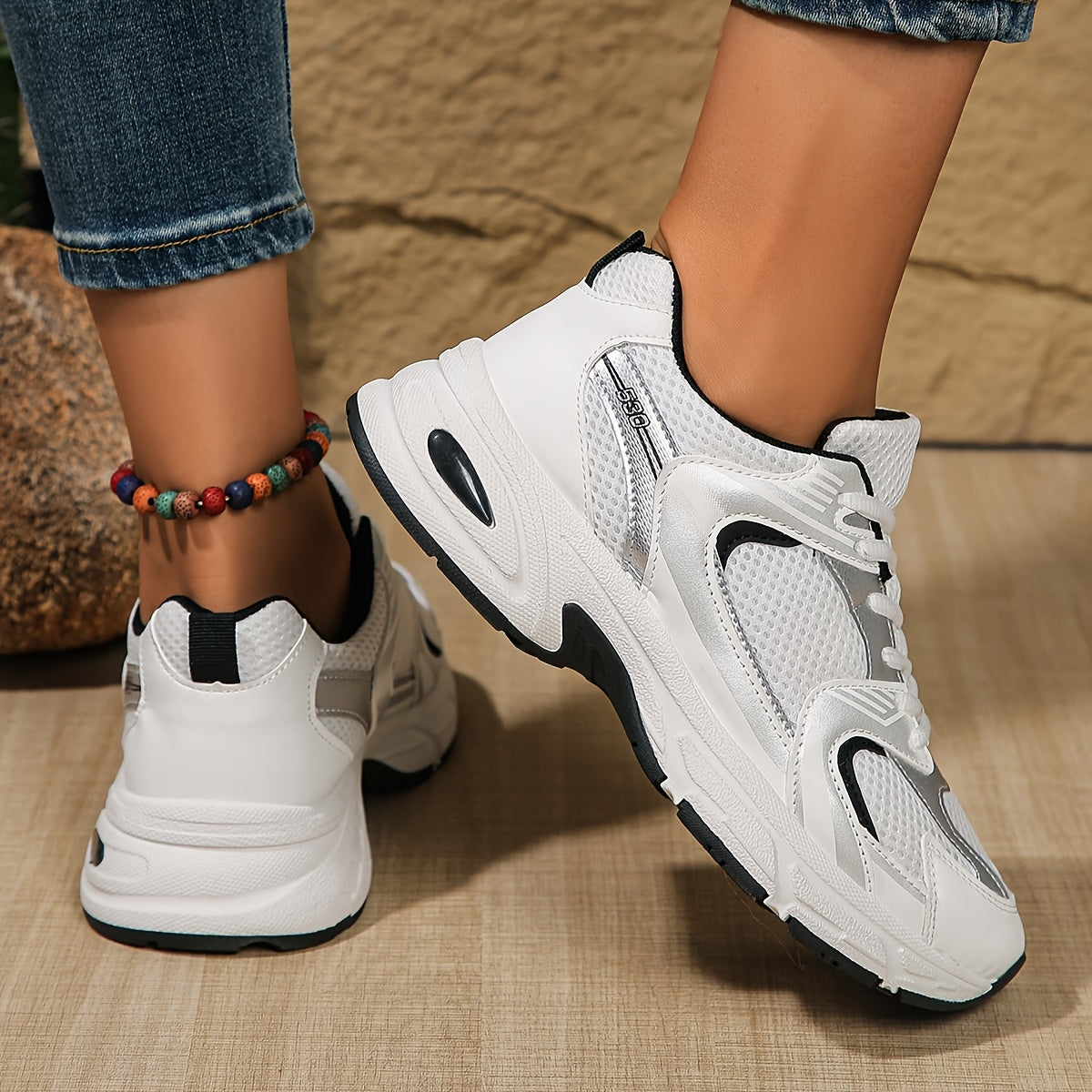 Women'S Fashion Sneakers, Breathable Mesh Low Top Lace-Up Round Toe Rubber Sole, with Fabric Insole and Inner Material for All-Season Sports Shoes