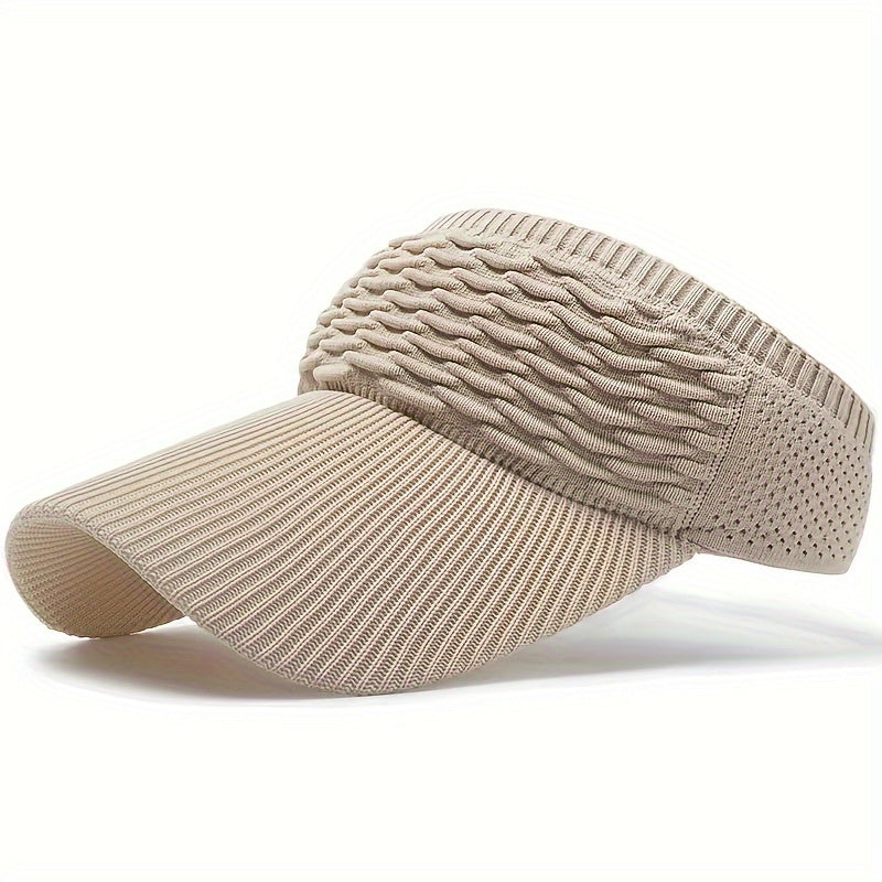 Casual Elastic Knitted Cap, Breathable Women's Empty Top Sunshade Hat For Outdoor Sports And Sun Protection