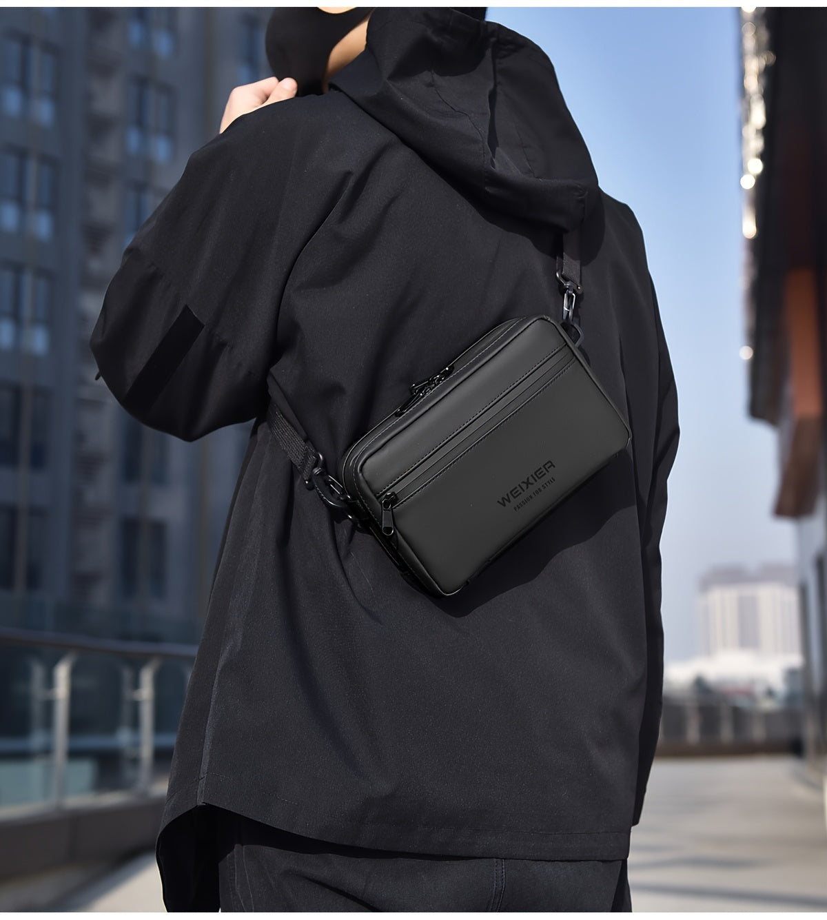 WEIXIER Unisex Fashion Messenger Bag, Shoulder Satchel with Detachable Strap, Polyester Lined, Business Briefcase for Commuting Outdoor, Ideal Gift for Husband Or Boyfriend