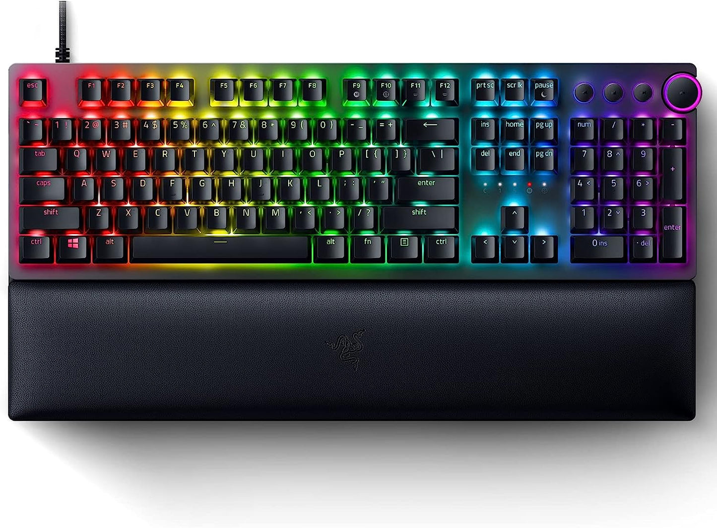 Razer Huntsman V2 Optical Gaming Keyboard: Linear Optical Switches - 8000Hz Polling Rate - Doubleshot PBT Keycaps - Dedicated Media Keys & Dial - Ergonomic Wrist Rest - Snap Tap