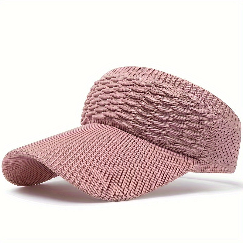 Casual Elastic Knitted Cap, Breathable Women's Empty Top Sunshade Hat For Outdoor Sports And Sun Protection