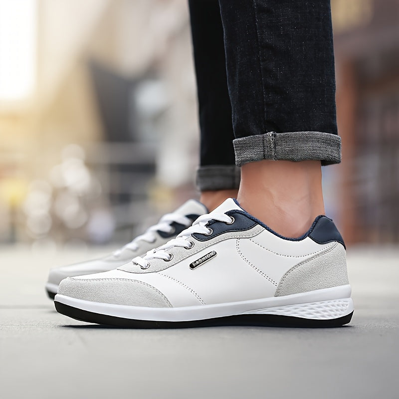 FAYWELLME Unisex Casual Sneakers, Breathable Low Top Lace-up Shoes, Solid Color All-Season Sports Running Shoes with MD Sole, Fabric Inner & Insole, Plain Toe