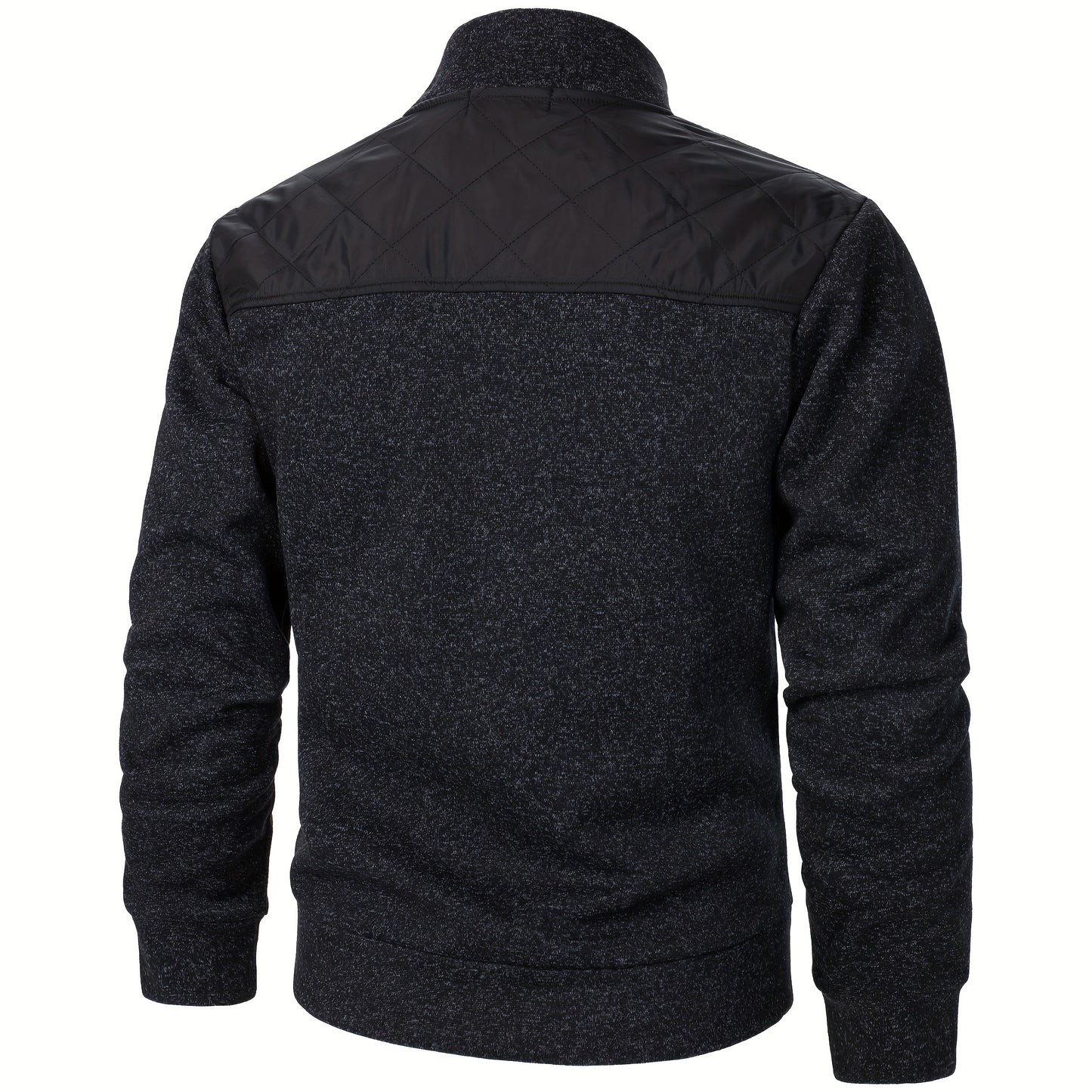 Men's Blocking Quilted Jacket For Spring And Autumn, Casual Stylish Outdoor Stand Collar Coat As Gift