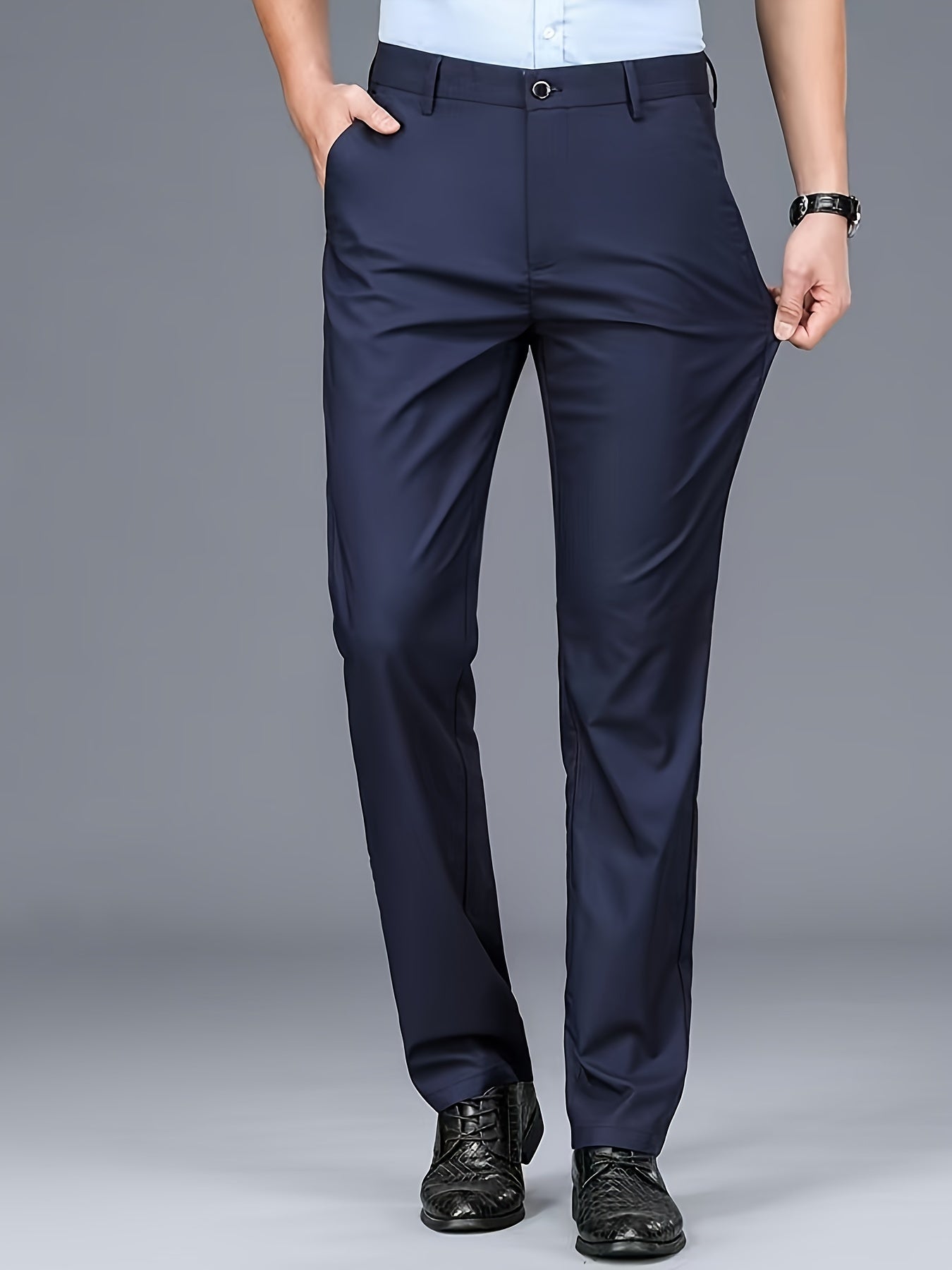 Men's straight-leg suit pants, which can be used as professional formal wear or thick casual pants for autumn and winter.