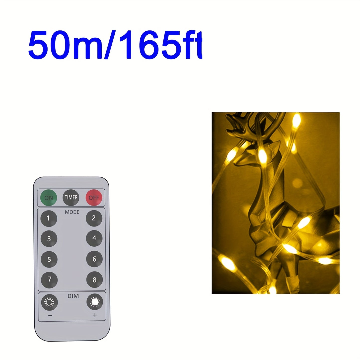 USB-Powered LED Fairy Tale String Lights - Outdoor/Indoor Dimmable Fairy Lights with Remote Control, Yellow Glow Effect, for Halloween, Christmas, Weddings, Parties - Durable Plastic Wire Garland Decorations