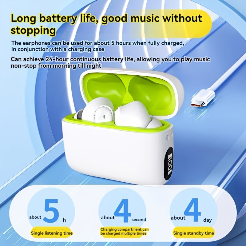 Wireless Earphones with LED Digital Display, Dual Microphones for High-Definition Sound Quality, Comfortable Fit with Wireless Charging Case, Suitable for Sports And Exercise, Compatible with Apple And Android