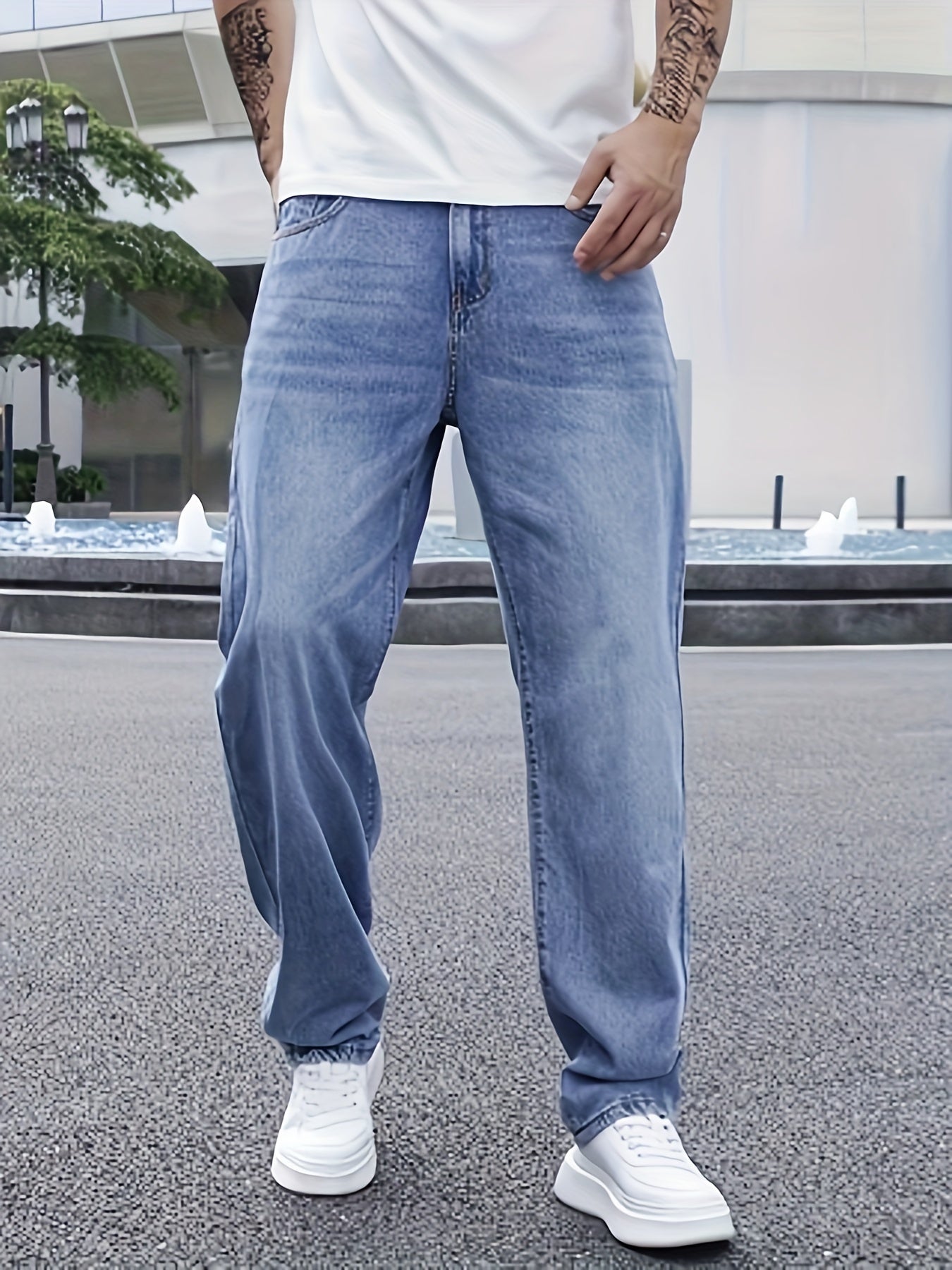 Men's Casual Regular Fit Jeans, Men's Versatile Lightweight Comfy Denim Pants For All Seasons