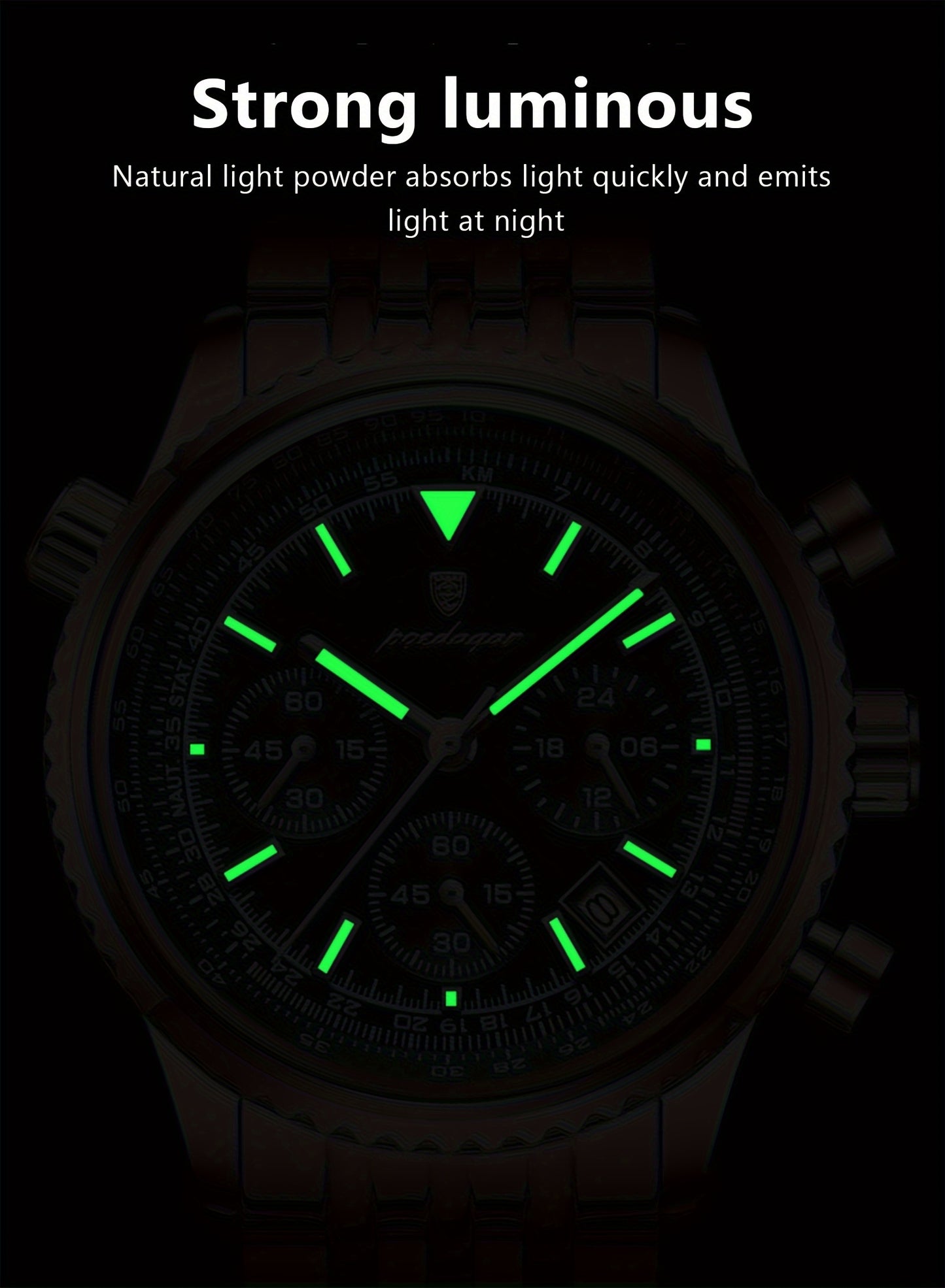 The New 2024 Waterproof Luminous Calendar Stainless Steel Chronograph Quartz Watch from Baida Is a High-End, Powerful, And Trendy Quartz Wristwatch for Men.