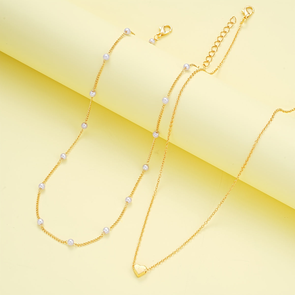 3pcs Set of Simple Love Imitation Pearl Necklace Bracelet Jewelry Set for Women, Dating, Vacation Gift, Daily Matching