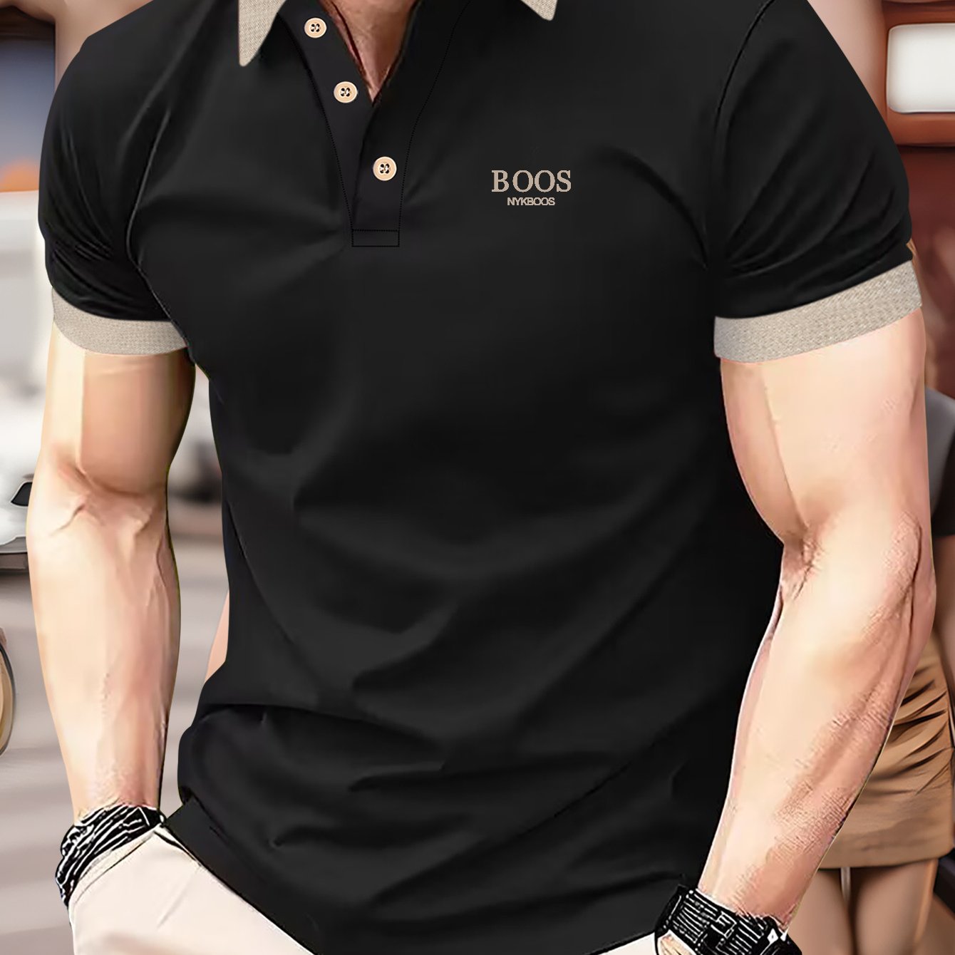 Men's Casual Shirt with OOS Print - Breathable, Stretch Fabric for Golf & Outdoor Activities, Summer Fashion