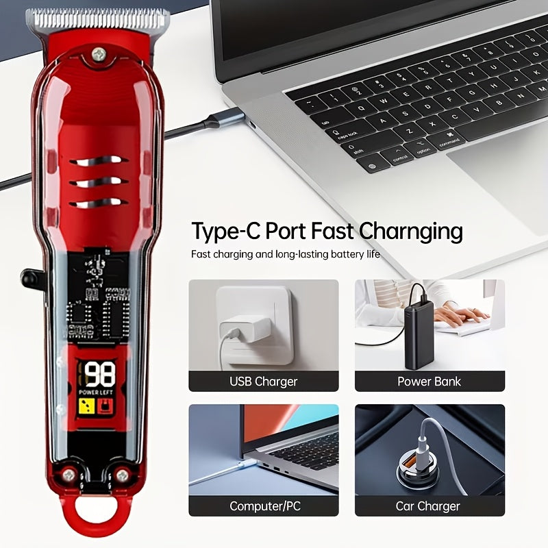 FEIYBA Professional Hair Clipper for Men and Women | Rechargeable Barber Grade Trimmer with Multiple Limit Combs, Ideal for Salon, Travel, Shaving, Haircutting, Trimming Body Hair, Oil Head Electric Thruster, Digital Display,