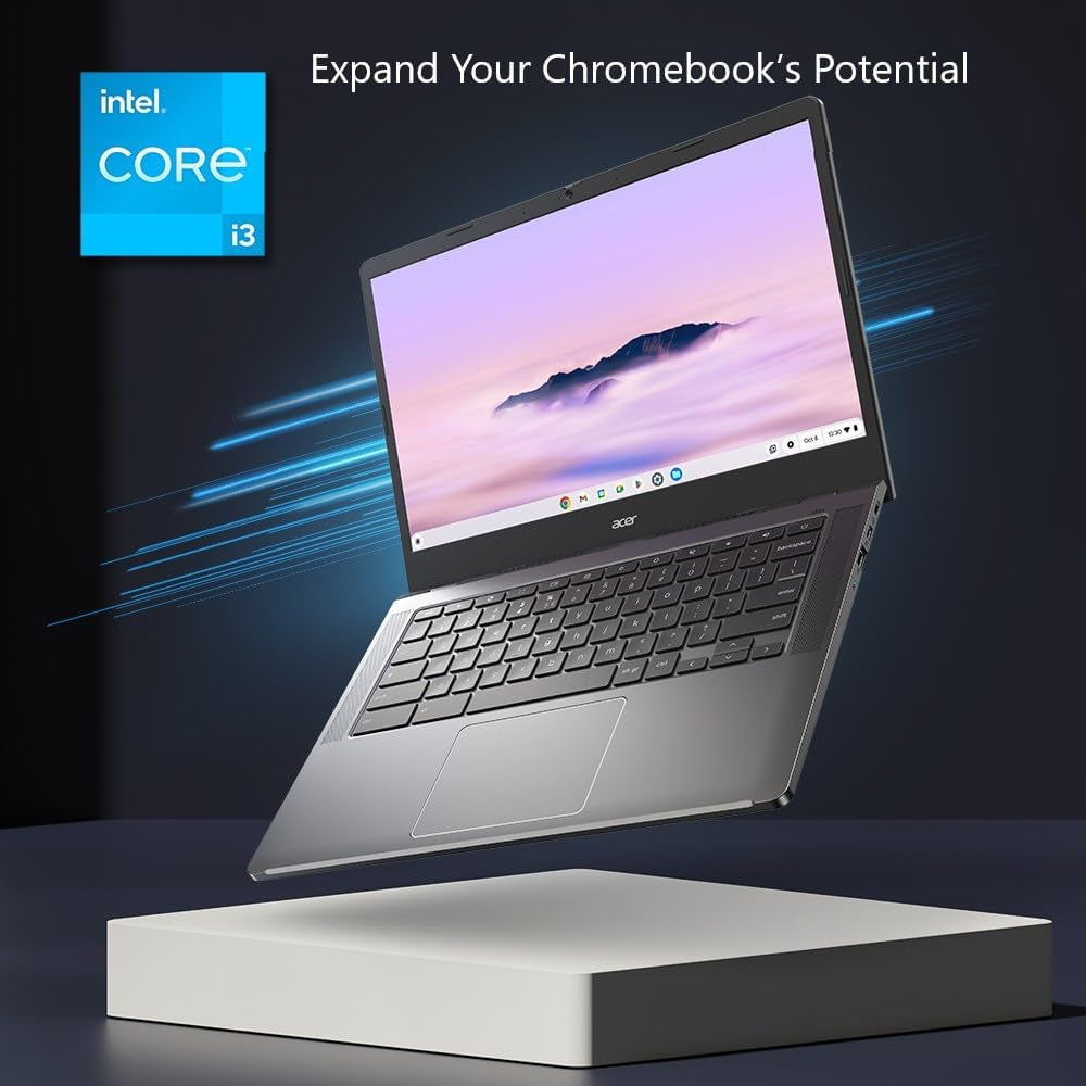 Acer Chromebook plus 514 Laptop with Google AI – 14" Full HD 1920 X 1080 IPS Touch Display | Intel Core I3-N305 | 8GB LPDDR5 | 128GB SSD | Wi-Fi 6E | FHD Camera | Chrome OS | CB514-4HT-375Z