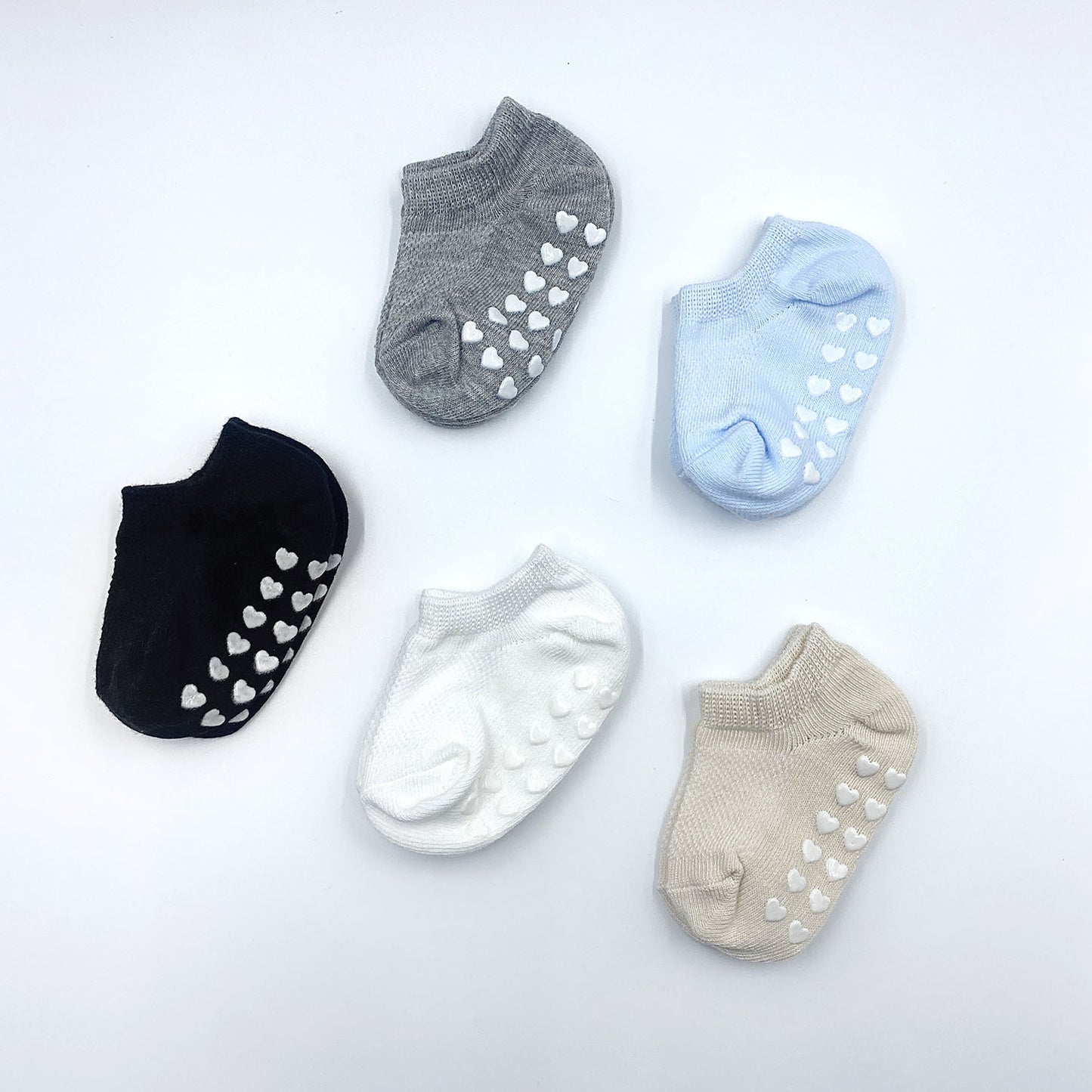 5 Pairs of Heart-Patterned Non-Slip Socks for Baby Boys And Girls, Perfect for Infants Learning to Walk, Comfortable And Breathable Cute Short Boat Socks, Suitable for Babies, a Great Valentine'S Day Gift.