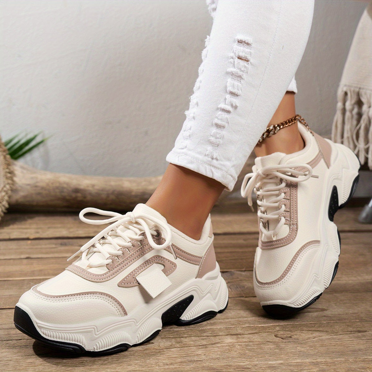 2025 New Arrival Women'S Low Top Round Toe Lace Up Synthetic Casual Sports Shoes, Waterproof Mesh Upper, Rubber Sole, Fabric Insole and Inner Material, with Hand Wash or Professional Dry Clean Operation Instruction, for Sprin