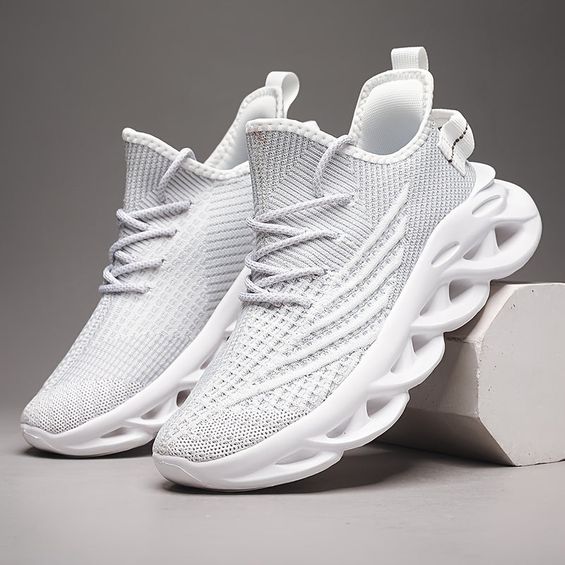Breathable Knit Sneakers - Summer Height-Boosting Running Shoes | Fashionable & Casual Lace-Up Athletic Footwear for Men and Women | Durable EVA Sole | Perfect for Outdoor Activities | Black, White, Red, Summer Running Shoes|