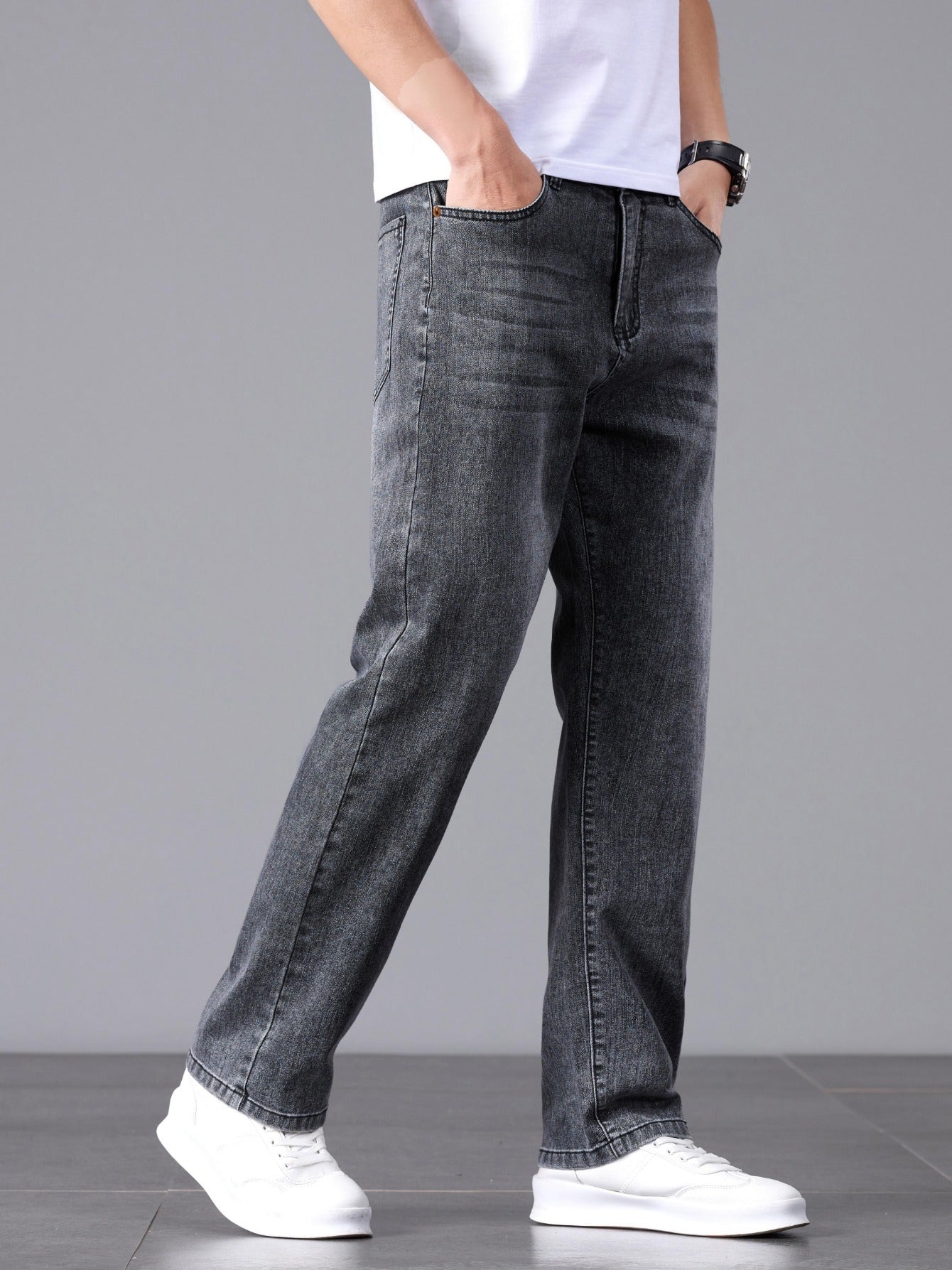 Men'S Stretchy Long Pants, Stylish And Versatile, Slim Fit, Breathable, Trendy Denim Trousers for Spring And Summer.