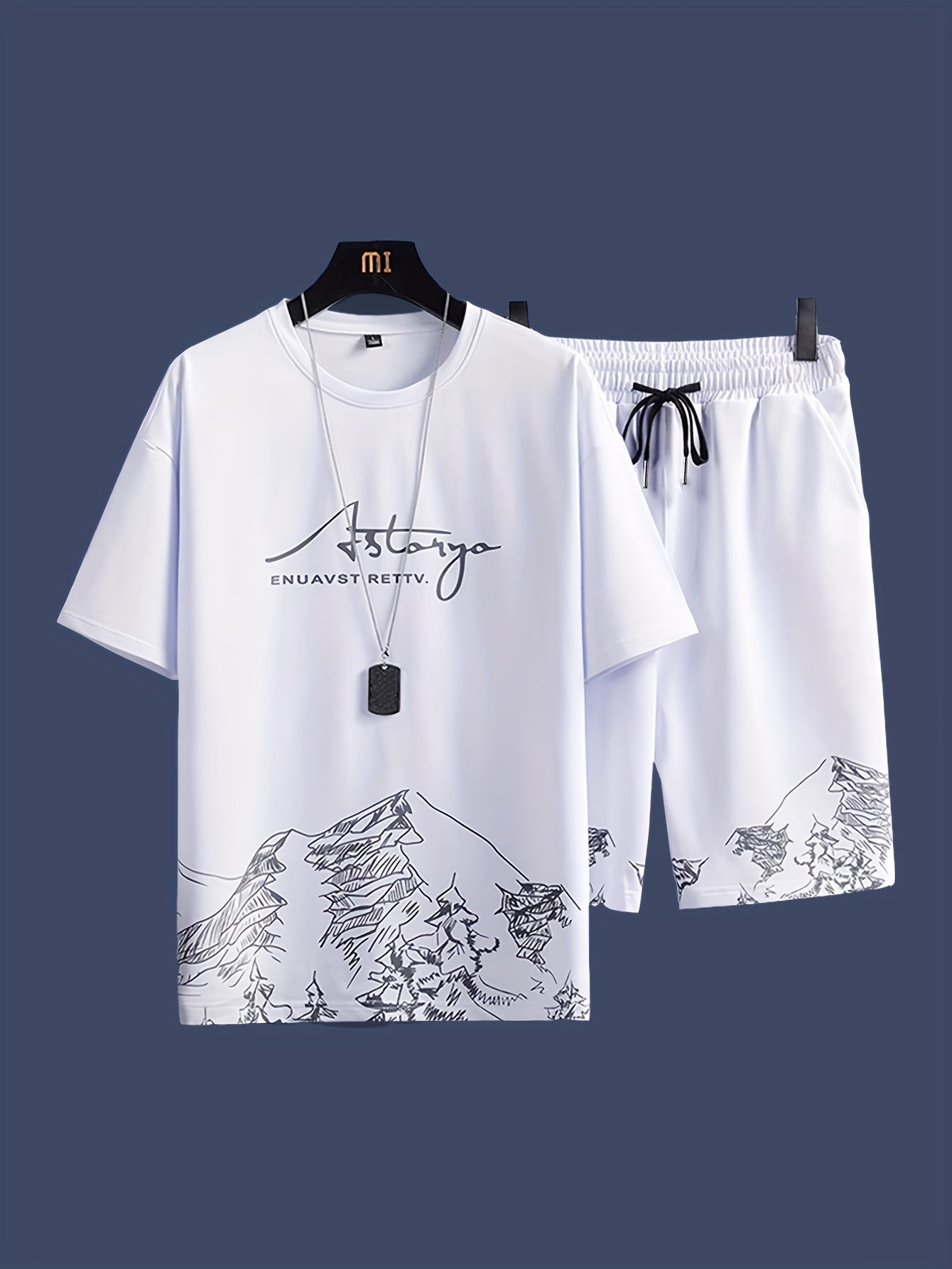 Men's Casual 2pcs Set: Crew Neck Short Sleeve T-Shirt & Drawstring Shorts - Breathable Polyester, Summer Fashion