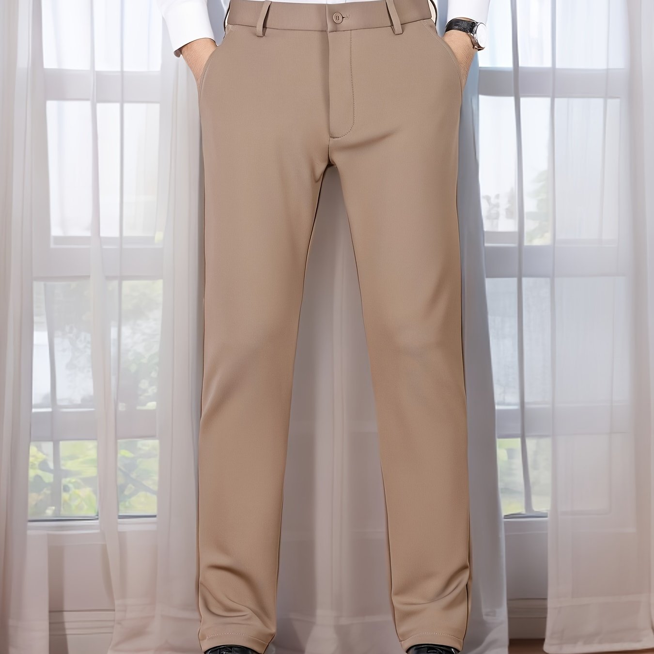 Versatile Men's Straight-Leg Pants - Casual & Business Formal, Stretch Fabric, Perfect for Any Occasion