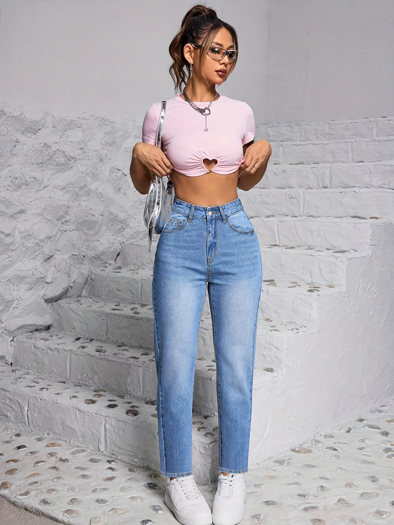 K.1978 Women's Slim-Fit Stretch Denim Jeans - Casual High-Waist, Machine Washable, All-Season Fashion
