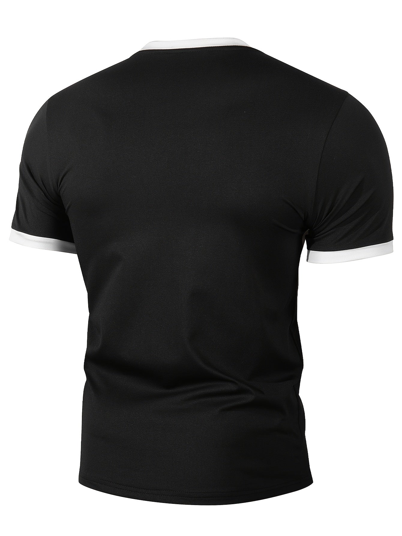 Men'S Casual Slim-Fit T-shirt with White-Edge Color Blocking | Suitable for Daily Outings and Outdoor Activities, Crew Neck, Short Sleeve, Summer Season - ayq