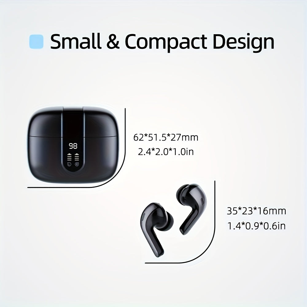 Wireless Earbuds with Mic, Earphones With LED Display, In-Ear Headphones With Mini Charging Case, TWS Headset For Men/Women