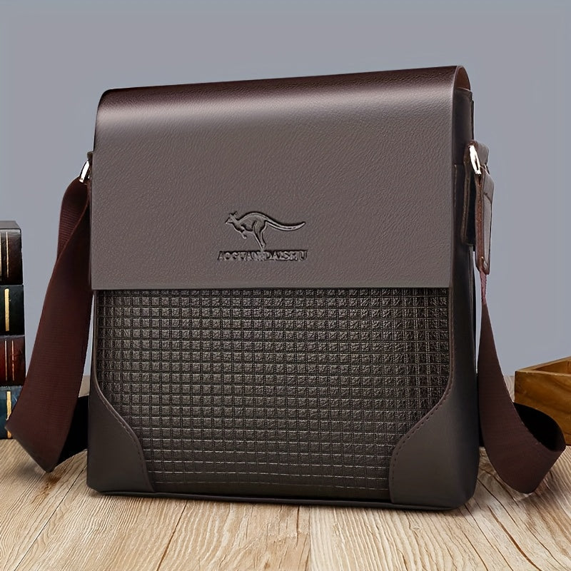 Men'S Stylish Casual Shoulder Crossbody Bag, Small Faux Leather Satchel.