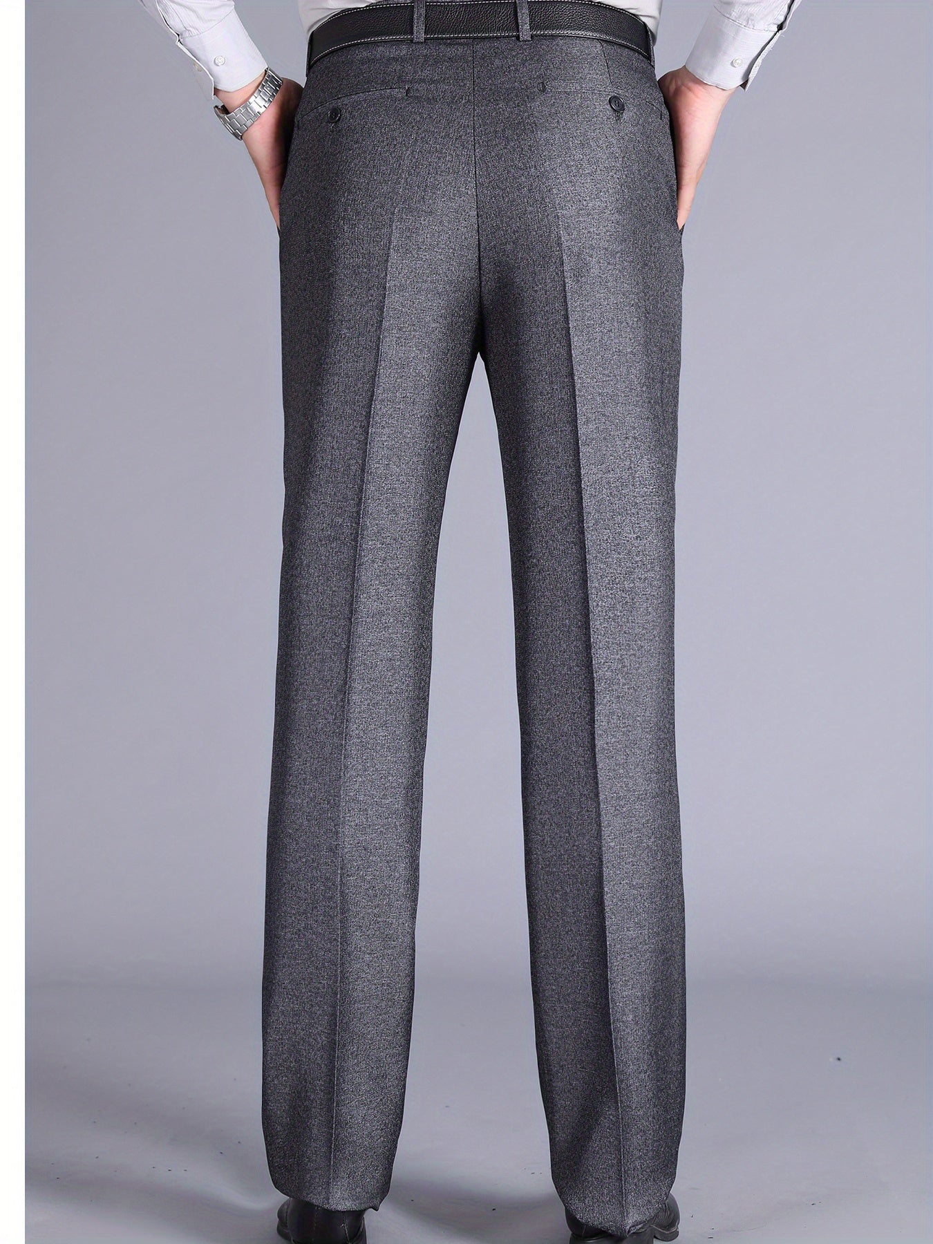 Men'S Casual Spring/Fall Polyester Solid Color Regular Fit Pants with Pocket