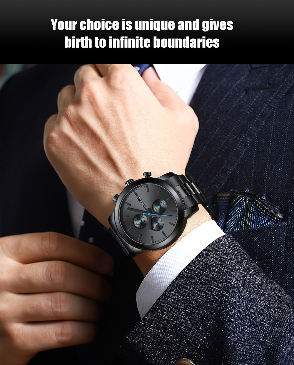 CRRJU Luxury Men's Stainless Steel Quartz Watch - Business Style, Chronograph,, Analog Display, High-end, Quartz, Suitable for Women