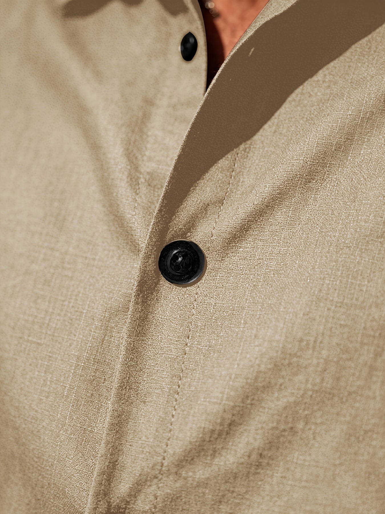 Men's Casual Linen Suit Set Short Sleeve Lapel Shirt & Drawstring Shor