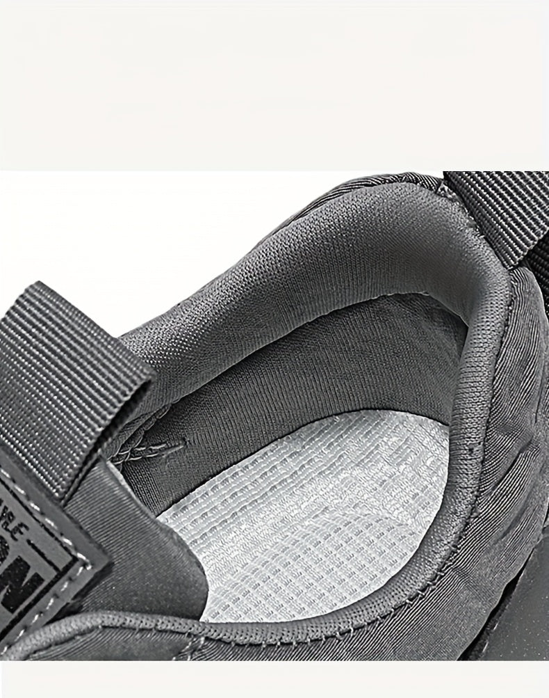 Men's Breathable Casual Sneakers - 2025 Spring New Design, Low-Top Elastic Lace-Up, Grey White PU Upper with Cushioned EVA Insole Durable PVC Sole for All-Season Outdoor Running, Gym, Daily Wear, Gym Shoes, Sleek Sporty D